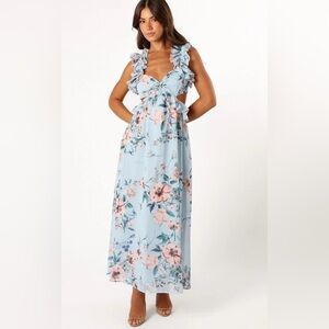 champagne corset maxi dress Ohio | Champagne Strapless Corset Maxi Dress